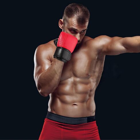 FAVOMOTO Boxing Training Gloves Muay Thai Half Finger Sparring Mitts Pu Leather Red Youth Adult Gym Workout Bag Gloves in Saudi Arabia