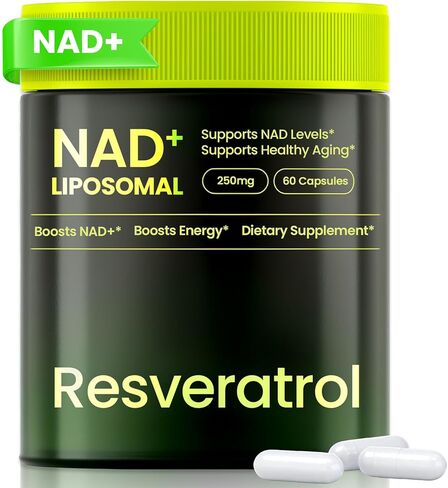 مكمل NAD، ليبوسومال نيكوتيناميد ريبوسيد ريسفيراترول 250 مجم، بديل NMN، مكمل NAD عالي النقاء للنساء والرجال، مضاد للشيخوخة، طاقة خلوية، تركيز عقلي - 60 كبسولة in Kuwait