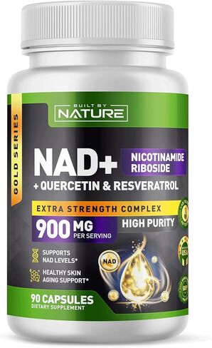 مكمل NAD من صنع الطبيعة - مكمل NAD+ مع نيكوتيناميد ريبوسيد 500 مجم، كيرسيتين وترانس ريسفيراترول - مكمل NAD Plus/NR - مكمل NAD ريسفيراترول للنساء والرجال - 90 كبسولة in Saudi Arabia