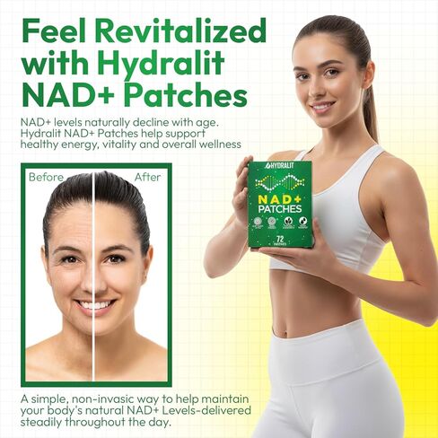 NAD+ Patches for Men & Women with NMNH Resveratrol Hyaluronic Acid & CoQ10 Energy Wellness Formula for Cellular Health Metabolism Recovery Mental Clarity Aging Support 72 Pack in Saudi Arabia