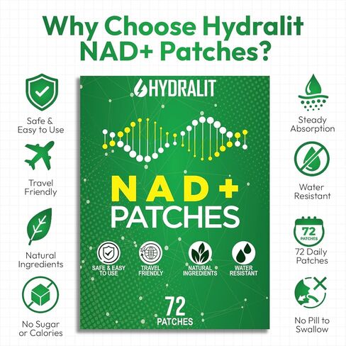 NAD+ Patches for Men & Women with NMNH Resveratrol Hyaluronic Acid & CoQ10 Energy Wellness Formula for Cellular Health Metabolism Recovery Mental Clarity Aging Support 72 Pack in Saudi Arabia