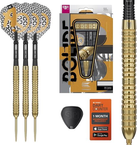 Target Darts Bolide Envy 90% Tungsten Swiss Point Steel Tip Dart Set (Barrel 01/02/03/04/05), 21G/22G/23G/24G/25G/26G | No.6 Flights & Pro Grip EVO Shafts, Gold Swiss Points & SP Tool Included in Saudi Arabia