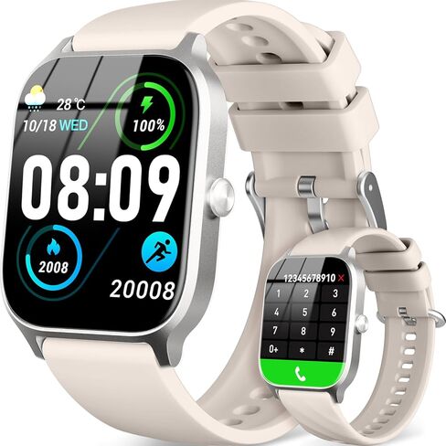 Watch Smart for Women Men ، (الإجابة/إجراء مكالمة) 1.83 '' HD Screen Activity Activity Tracker Smartwatch لـ Android iPhone iOS متوافق ، عداد خطوة IP68 مقاوم للماء مع شاشة النوم (الذهب ، 1.83) in Kuwait