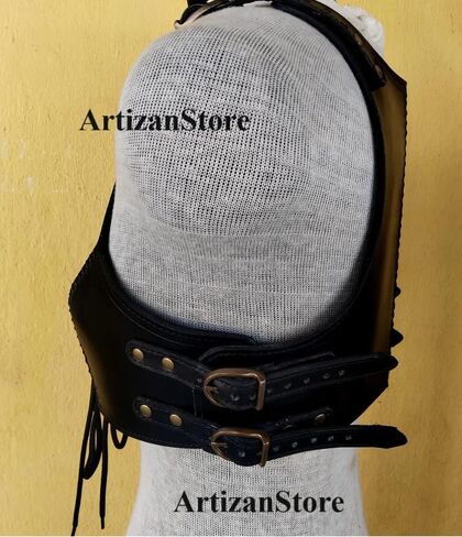 ARTIZANSTORE Medieval Leather Woman Black Viking Chest- Armor LARP cosplay Cuirass Armor viking Halloween Costume Armor in Saudi Arabia