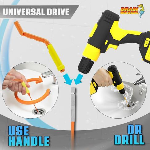 أداة إزالة انسداد الشعر من FlexiSnake Drain Weasel PowerSnake - مثقاب ثعبان السباكة لتنظيف الدش، وحوض الاستحمام، والحمام مع موصل الحفر، ومقبض دوار و3 عصا، بطول 91.44 سم، صنع في الولايات المتحدة الأمريكية in Kuwait