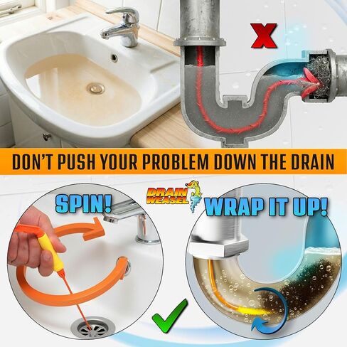 أداة إزالة انسداد الشعر من FlexiSnake Drain Weasel PowerSnake - مثقاب ثعبان السباكة لتنظيف الدش، وحوض الاستحمام، والحمام مع موصل الحفر، ومقبض دوار و3 عصا، بطول 91.44 سم، صنع في الولايات المتحدة الأمريكية in Kuwait