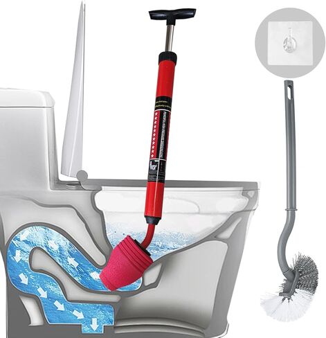 Toilet Plunger, High-Pressure Plungers for Bathroom, Toilet Brush and Plunger Set - Powerful Air Drain Unclogger & Heavy-Duty Clog Remover for Bathroom Drains, and Clogged Pipes in Saudi Arabia