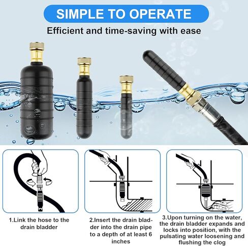 مجموعة من 3 قطع من أدوات تنظيف المجاري، تناسب أنابيب من 1 بوصة إلى 6 بوصات، أداة فك ضغط المياه لأحواض الحمام، والاستحمام، وحمامات السباحة، وأحواض المطبخ، والمصارف الرئيسية in Kuwait