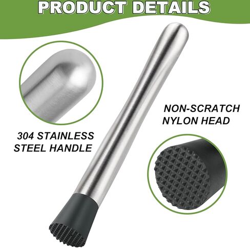 4Pcs 10'' Muddler and Spoon Set for Cocktails 304 Stainless Steel Fruit Smasher Home Bar Bartender Accessories Stirrers Mixing Tools for Mojitos Drinks Lemonade Stand Supplies in Saudi Arabia