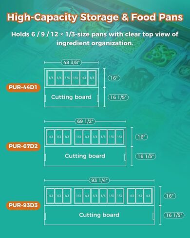 ثلاجة طاولة تحضير بيتزا سلطة الساندويتش التجارية مقاس 44 بوصة، ثلاجة مضادة من الفولاذ المقاوم للصدأ بباب واحد سعة 12.8 قدم مكعب مع مقالي 6 × 1/3، تحكم رقمي في درجة الحرارة، تذويب تلقائي، تبريد R290 in Kuwait