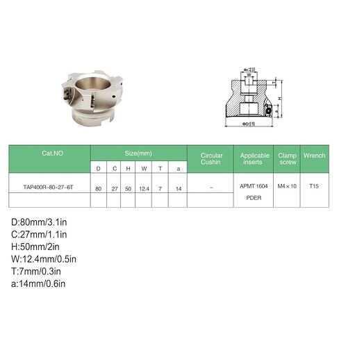 Milling Cutter Holder Set MT3 FMB27 Face Mill Cutter with 1604APMT Inserts High Precision Durable 6 Flute Design for Metalworking CNC Machining in Kuwait