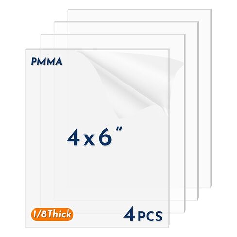 Professional-Grade Cast Acrylic Sheet 1/8" (3mm) | Clear PMMA Plexiglass Panel for CNC Machining, Laser Cutting, Sign Making, Displays & DIY Projects (4"x6") in Saudi Arabia