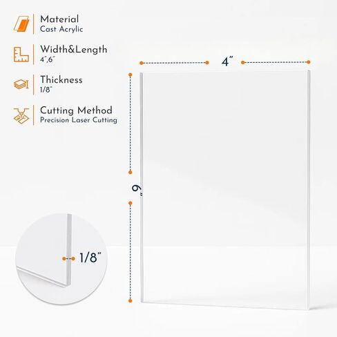 Professional-Grade Cast Acrylic Sheet 1/8" (3mm) | Clear PMMA Plexiglass Panel for CNC Machining, Laser Cutting, Sign Making, Displays & DIY Projects (4"x6") in Saudi Arabia