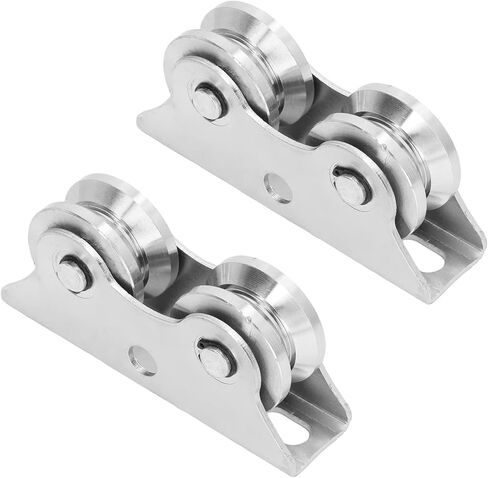 2pcs V Groove Pulley Wheel, V Groove Wheel Stainless Steel Heavy Duty Wire Rope Pulley Block Sliding Gate Rollers, Sliding Gate Rollers for Industrial Machines, Sliding Gates in Saudi Arabia