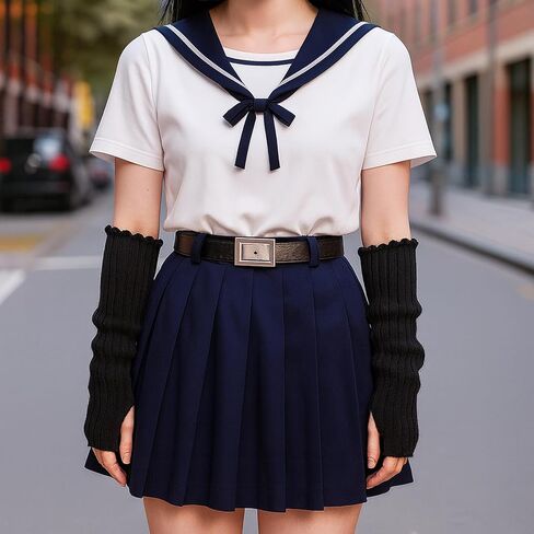 Black Arm Warmers,Knitted Fingerless Gloves for Women,Autumn Winter Stretchy Arms Sleeves with Thumb Hole in Kuwait