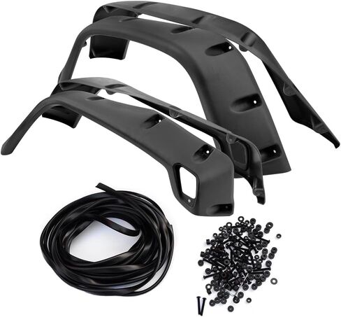 G-PLUS Fender Flares, Compatible with Jeep Cherokee XJ 1984-2001 4-Door Sport Utility Models [Not Fit Models with Side Skirts(Ground Kits),Body Modification], Textured Pocket Rivet Wheel Cover 6pcs in Saudi Arabia