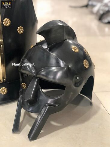 Burgonet Knight's Or Gladiator Helmet and Chestplate in Steel W/ Brass Trim in Saudi Arabia