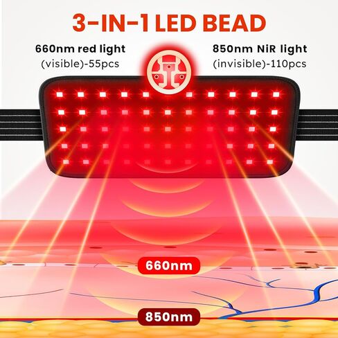Red Light Therapy Belt, Infrared Light Therapy, 3-in-1 LED Bead, Pain Relief, red-Light Therapy for Dogs, Shoulder, Back, Knee in Kuwait