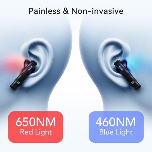 Red Light & Blue Light Therapy for Ears, 7-Mode Ear Light Therapy Device for Daily Care, Portable Light-weight Soothing Earbuds, Hands-Free Design, Rechargeable Light Therapy with Rechargeable Case in Saudi Arabia