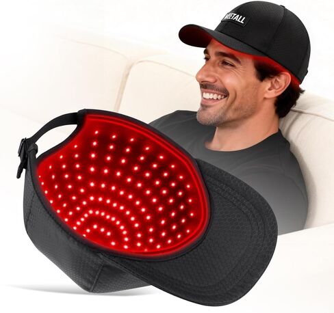 قبعة لاسلكية بإضاءة حمراء، قبعة شعر لاسلكية بإضاءة حمراء مع بطارية قابلة لإعادة الشحن بقدرة 2000 مللي أمبير في الساعة، مؤقت ذكي وجهاز تحكم، هدايا للرجال والنساء (أسود غامق) in Kuwait