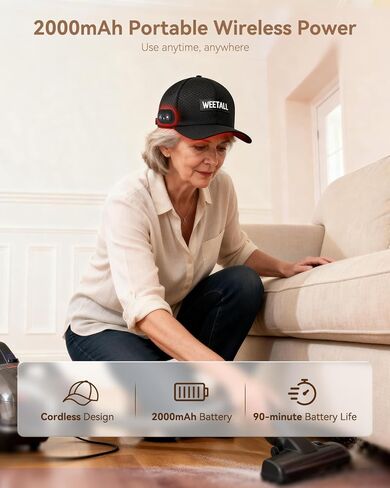 قبعة لاسلكية بإضاءة حمراء، قبعة شعر لاسلكية بإضاءة حمراء مع بطارية قابلة لإعادة الشحن بقدرة 2000 مللي أمبير في الساعة، مؤقت ذكي وجهاز تحكم، هدايا للرجال والنساء (أسود غامق) in Kuwait