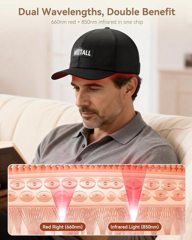 قبعة لاسلكية بإضاءة حمراء، قبعة شعر لاسلكية بإضاءة حمراء مع بطارية قابلة لإعادة الشحن بقدرة 2000 مللي أمبير في الساعة، مؤقت ذكي وجهاز تحكم، هدايا للرجال والنساء (أسود غامق) in Kuwait