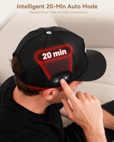 قبعة لاسلكية بإضاءة حمراء، قبعة شعر لاسلكية بإضاءة حمراء مع بطارية قابلة لإعادة الشحن بقدرة 2000 مللي أمبير في الساعة، مؤقت ذكي وجهاز تحكم، هدايا للرجال والنساء (أسود غامق) in Kuwait
