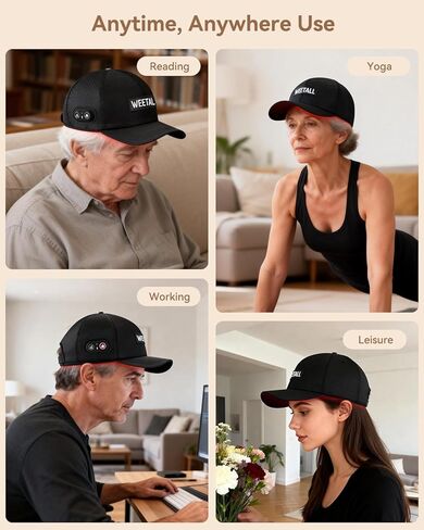 قبعة لاسلكية بإضاءة حمراء، قبعة شعر لاسلكية بإضاءة حمراء مع بطارية قابلة لإعادة الشحن بقدرة 2000 مللي أمبير في الساعة، مؤقت ذكي وجهاز تحكم، هدايا للرجال والنساء (أسود غامق) in Kuwait