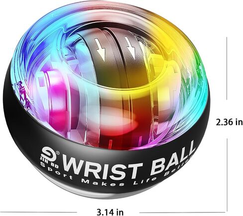 كرة المعصم JIN BD LED كرة جيروسكوبية تعمل تلقائيًا - لعبة مكتبية ومدرب معصم للاعبين والعاملين في المكاتب (تخفف من التعب ومتلازمة النفق الرسغي) in Kuwait