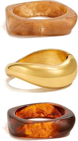 Ingemark Chunky Acrylic Bangles Bracelets for Women Gold Wide Cuff Minimalist Jewelry Statement Colorful Resin Bangles for Party in Kuwait