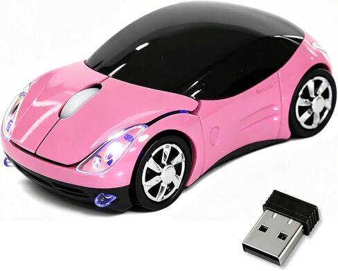 الماوس اللاسلكي الوردي ， Mini Car Computer Mouse ， 1600DPI 2.4G لاسلكي مع مستقبل USB Wirelesss Car Mouses للكمبيوتر للكمبيوتر الشخصي ، الكمبيوتر المحمول ، Win Tablet XP/Vista/7/ME/2000/Mac OS OS Office Girls Girls in Kuwait