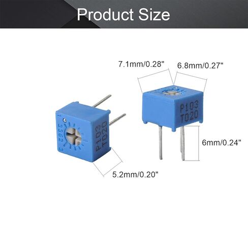 Fielect 10Pcs 10K Ohm Multiturn Trimmer Potentiometer Variable Resistor High Precision Potentiometer 3362P Potentiometer, 3362P-1-103 in Saudi Arabia