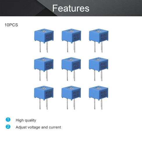 Fielect 10Pcs 10K Ohm Multiturn Trimmer Potentiometer Variable Resistor High Precision Potentiometer 3362P Potentiometer, 3362P-1-103 in Saudi Arabia