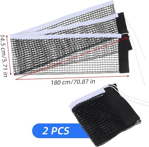 2Pcs PingPong Net Nylon Pingpong Net Table Tennis Nets Replacement for Indoor Outdoor School Gym Black Table Tennis Nets Replacement (70.8" x 5.9") in Saudi Arabia