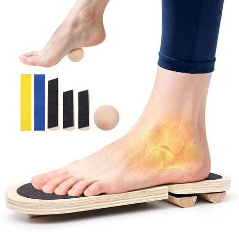 Ankle Balance Board - Adjustable SingleLeg Balance Board — Ankle Strengthener with Plantar Fasciitis Massage Ball and Two Resistance Bands, Suitable for Sprain Rehabilitation, Stability Training, Physical Therapy, and Plantar Fasciitis Recovery in Saudi Arabia