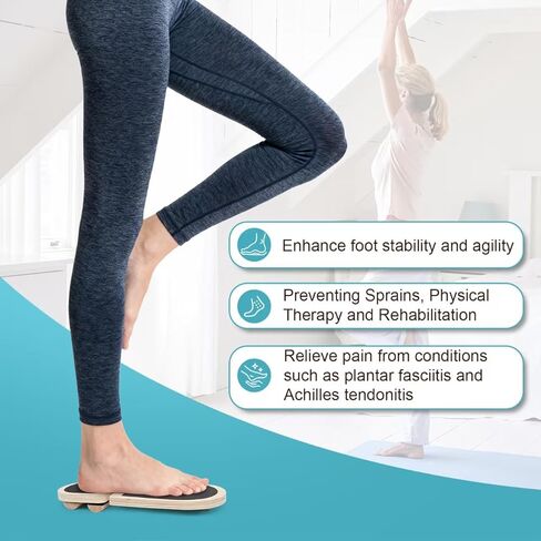 Ankle Balance Board - Adjustable SingleLeg Balance Board — Ankle Strengthener with Plantar Fasciitis Massage Ball and Two Resistance Bands, Suitable for Sprain Rehabilitation, Stability Training, Physical Therapy, and Plantar Fasciitis Recovery in Saudi Arabia