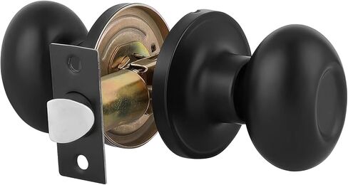Gobrico 6 Pack Passage Door Knobs Oval Egg Shaped Door Knobs for Hallway Laundry Passage Function Locksets Without Key in Black Finish in Saudi Arabia