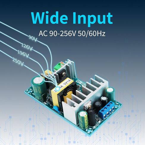 AC to DC Isolated Power Supply Module 120W, Dual Output DC 24V 4A & 5V 1A, Wide Input AC 90–256V 50-60Hz, Industrial Grade Power Supply for Electronic Equipment, Solar PV Systems in Kuwait