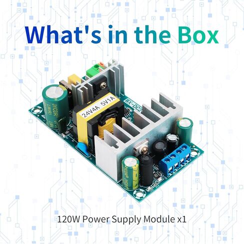 AC to DC Isolated Power Supply Module 120W, Dual Output DC 24V 4A & 5V 1A, Wide Input AC 90–256V 50-60Hz, Industrial Grade Power Supply for Electronic Equipment, Solar PV Systems in Kuwait