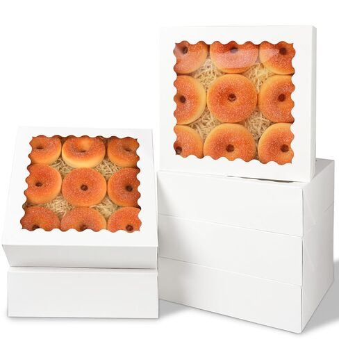 qiqee Christmas Cookie Boxes with Window 24packs 9x9x2.5 Inch Bakery Box Pastry Box for Christmas in Kuwait