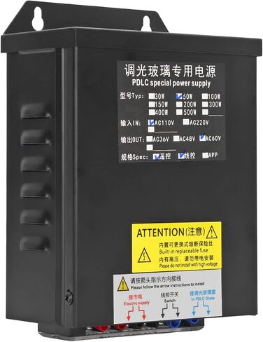 مصدر طاقة ذكي AC60V 50W، مصدر طاقة ذكي، مصدر طاقة زجاجي قابل للتحويل، مصدر طاقة ذكي يعتم زجاج PDLC مع جهاز استقبال للتحكم عن بعد لمعدات العرض in Kuwait