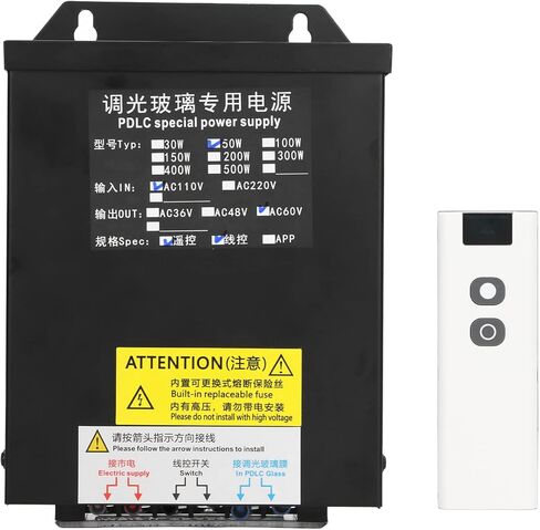 AC60V 50W Smart Power Supply Smart Power Supply, Switchable Glass Power Supply Intelligent PDLC Glass Dimming Power Supply with Remote Control Receiver for Projection Equipment in Saudi Arabia