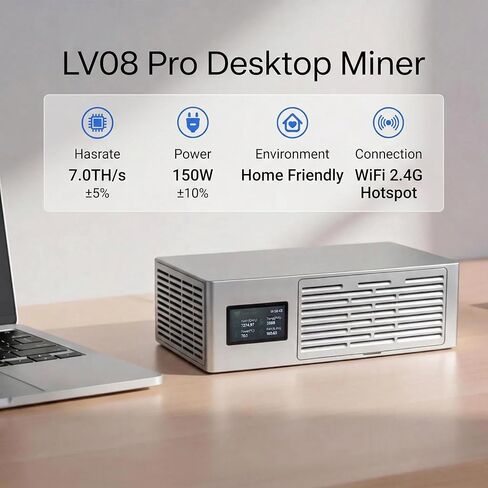 New Lucky Miner LV08 Pro 7TH/s 150W BTC Miner SHA256 Algorithm Crypto Miner Home and Office Mining, Solo/P2P Mining, Support 42+ Coins (BTC, BCH, BSV), in Stock in Kuwait