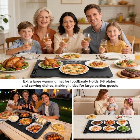 Warming Mat for Food,Food Warming Mat,Electric Warming Tray for Buffets Party and Home Daily Use,Heating Fastly,Rollable Portable Food Warming Mat,Timed Function for Your Family, Grey 30x18 inch in Saudi Arabia
