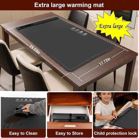 Warming Mat for Food,Food Warming Mat,Electric Warming Tray for Buffets Party and Home Daily Use,Heating Fastly,Rollable Portable Food Warming Mat,Timed Function for Your Family, Grey 30x18 inch in Saudi Arabia