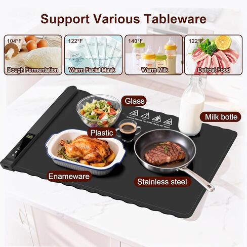 Warming Mat for Food,Food Warming Mat,Electric Warming Tray for Buffets Party and Home Daily Use,Heating Fastly,Rollable Portable Food Warming Mat,Timed Function for Your Family, Grey 30x18 inch in Saudi Arabia