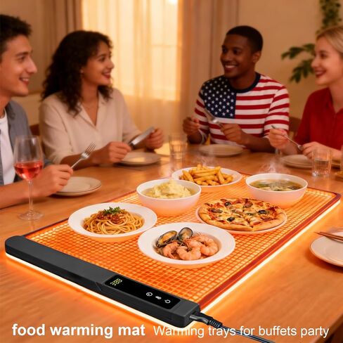 Warming Mat for Food,Food Warming Mat,Electric Warming Tray for Buffets Party and Home Daily Use,Heating Fastly,Rollable Portable Food Warming Mat,Timed Function for Your Family, Grey 30x18 inch in Saudi Arabia