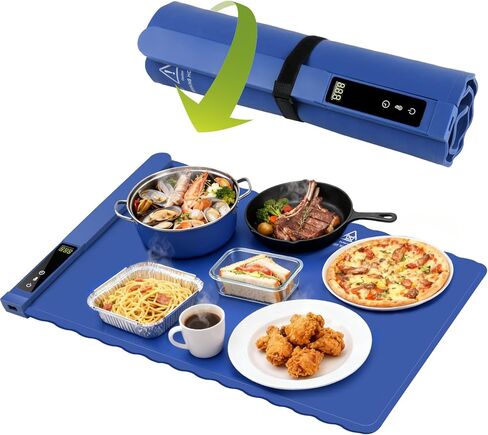 Warming Mat for Food,Food Warming Mat,Electric Warming Tray for Buffets Party and Home Daily Use,Heating Fastly,Rollable Portable Food Warming Mat,Timed Function for Your Family, Grey 30x18 inch in Saudi Arabia