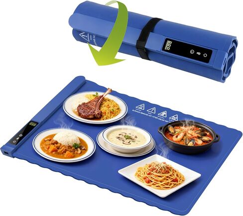 Warming Mat for Food,Food Warming Mat,Electric Warming Tray for Buffets Party and Home Daily Use,Heating Fastly,Rollable Portable Food Warming Mat,Timed Function for Your Family, Grey 30x18 inch in Saudi Arabia