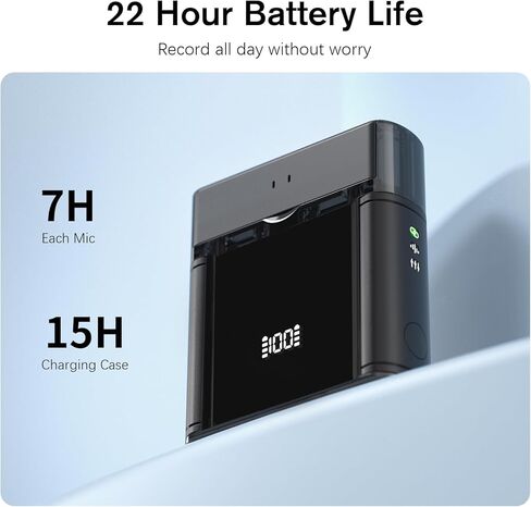 ميكروفون صغير لاسلكي للكاميرا/iPhone/Android/iPad/LAPTOP ، MIC LAV مع حالة الشحن ، تقليل ضوضاء الذكاء الاصطناعي ، بطارية 50 ساعة ، نطاق 230 قدم ، ميكروفون لافاليير لتسجيل الفيديو ، يوتيوب ، مدونوغ in Kuwait